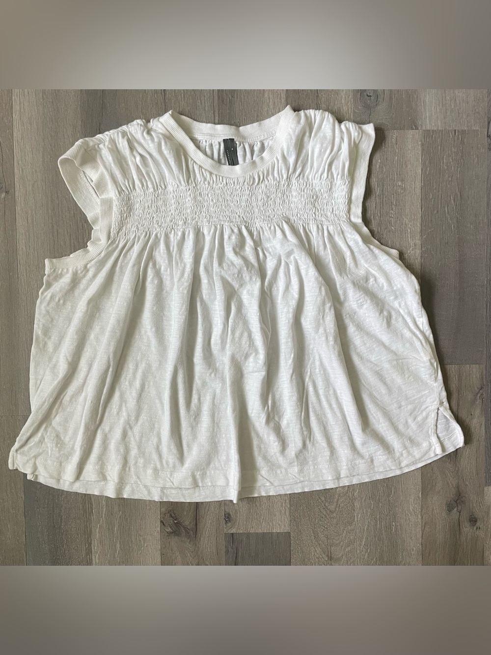 Anthropologie Smocked Yoke Top in White Size Medium - Picture 3 of 7